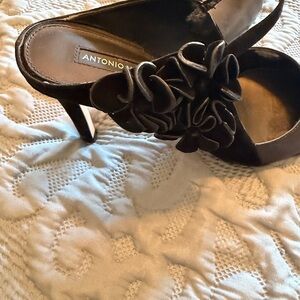 ANTONIO MELANI black Floral Heels